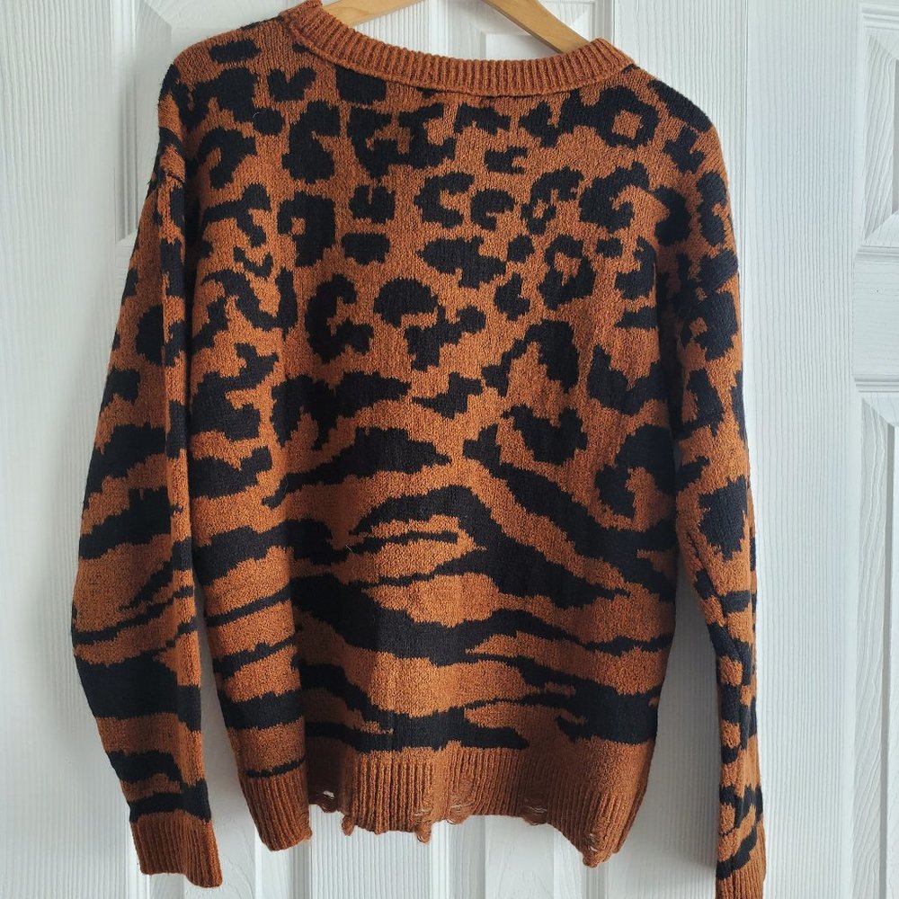 MAURICES Spacedye Crew Neck Sweater LEOPARD print